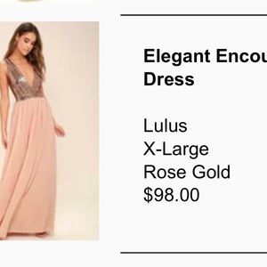 Lulus- Brand New Rose Gold Dress